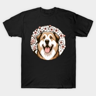 Central Asian Shepherd Dog Welcomes Spring with Cherry Blossoms T-Shirt